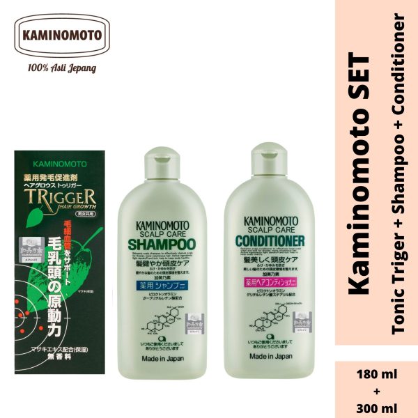 Bundling Kaminomoto Hair Tonic Black, Shampoo, Conditioner