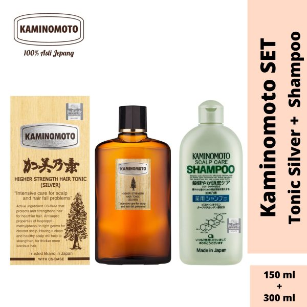 Bundling Kaminomoto Hair Tonic Silver 150 ml & Shampoo 300 ml