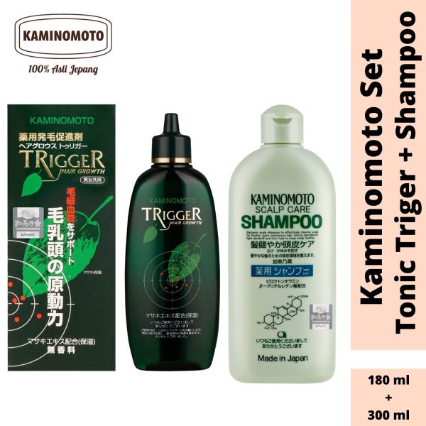 Kaminomoto Bundling Hair Tonic Black & Kaminomoto Shampoo