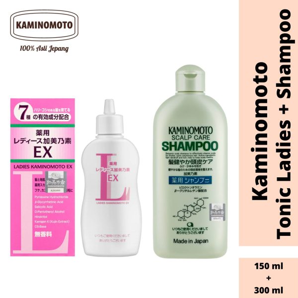 BUNDLING Kaminomoto Hair Tonic Pink & Shampoo