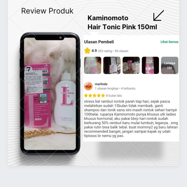BUNDLING Kaminomoto Hair Tonic Pink & Shampoo - Image 4
